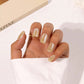Classic Latte Square press-on nails on hands
