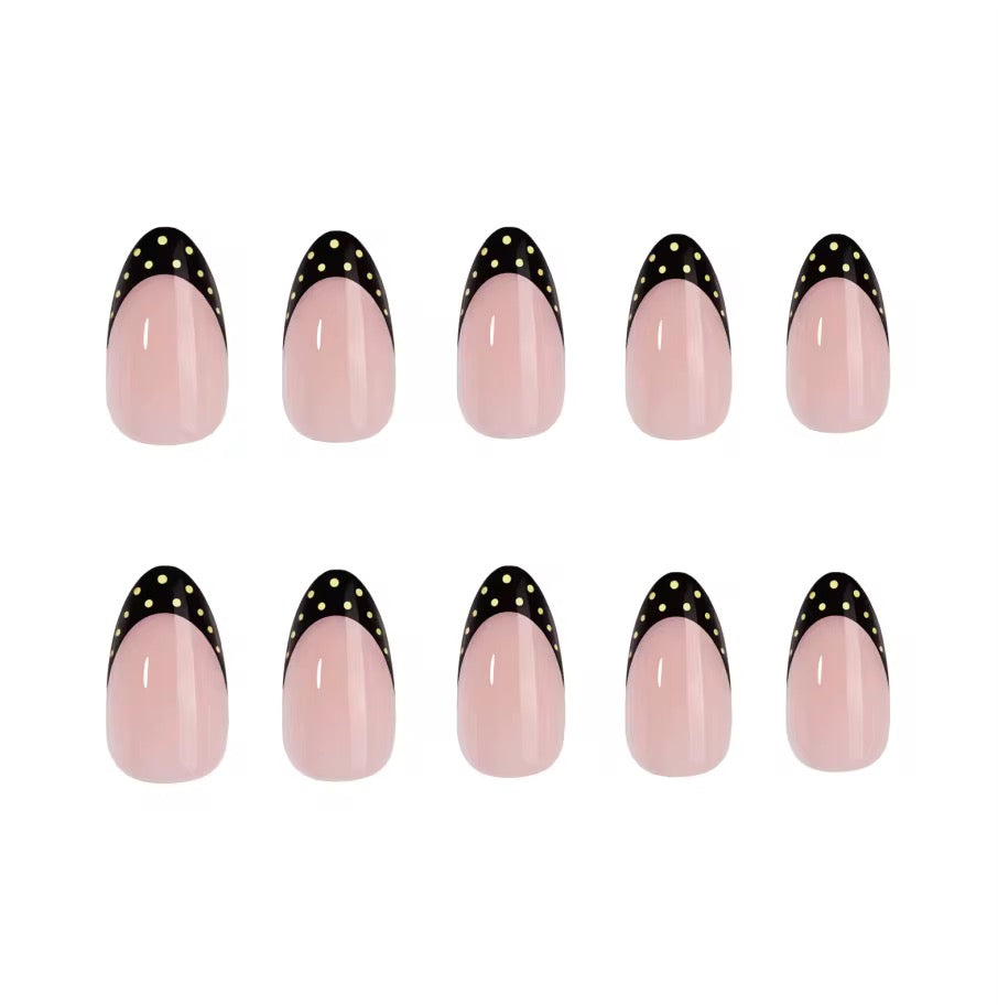 Midnight Polka French press-on nails — nails only