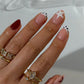 Starry Cow press-on nails styled on hand
