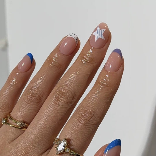 Starry Sky press-ons worn on hand