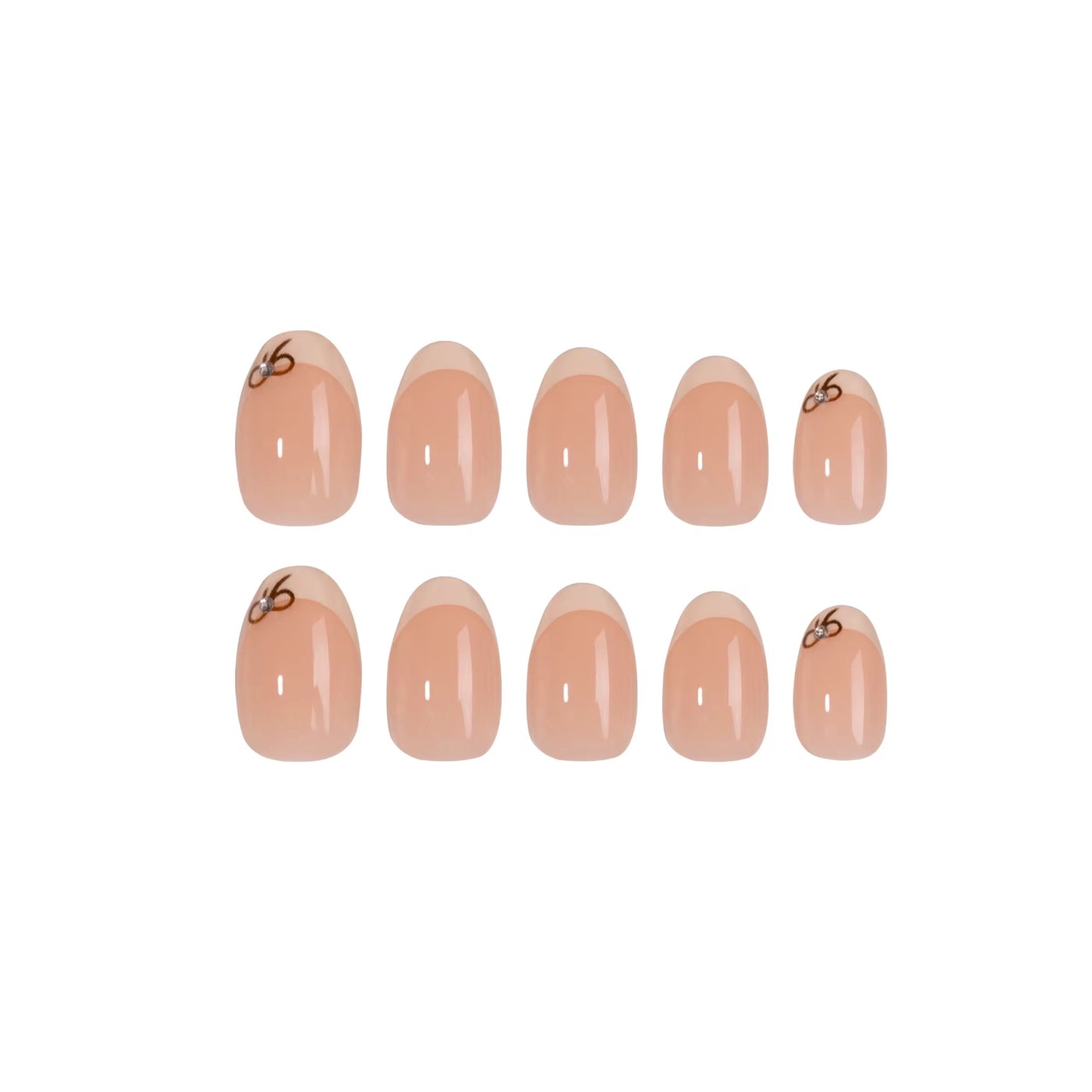 Sweet Ribbon Almond press-on nails set