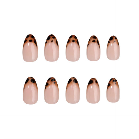 Tortoiseshell French Almond press-on nails